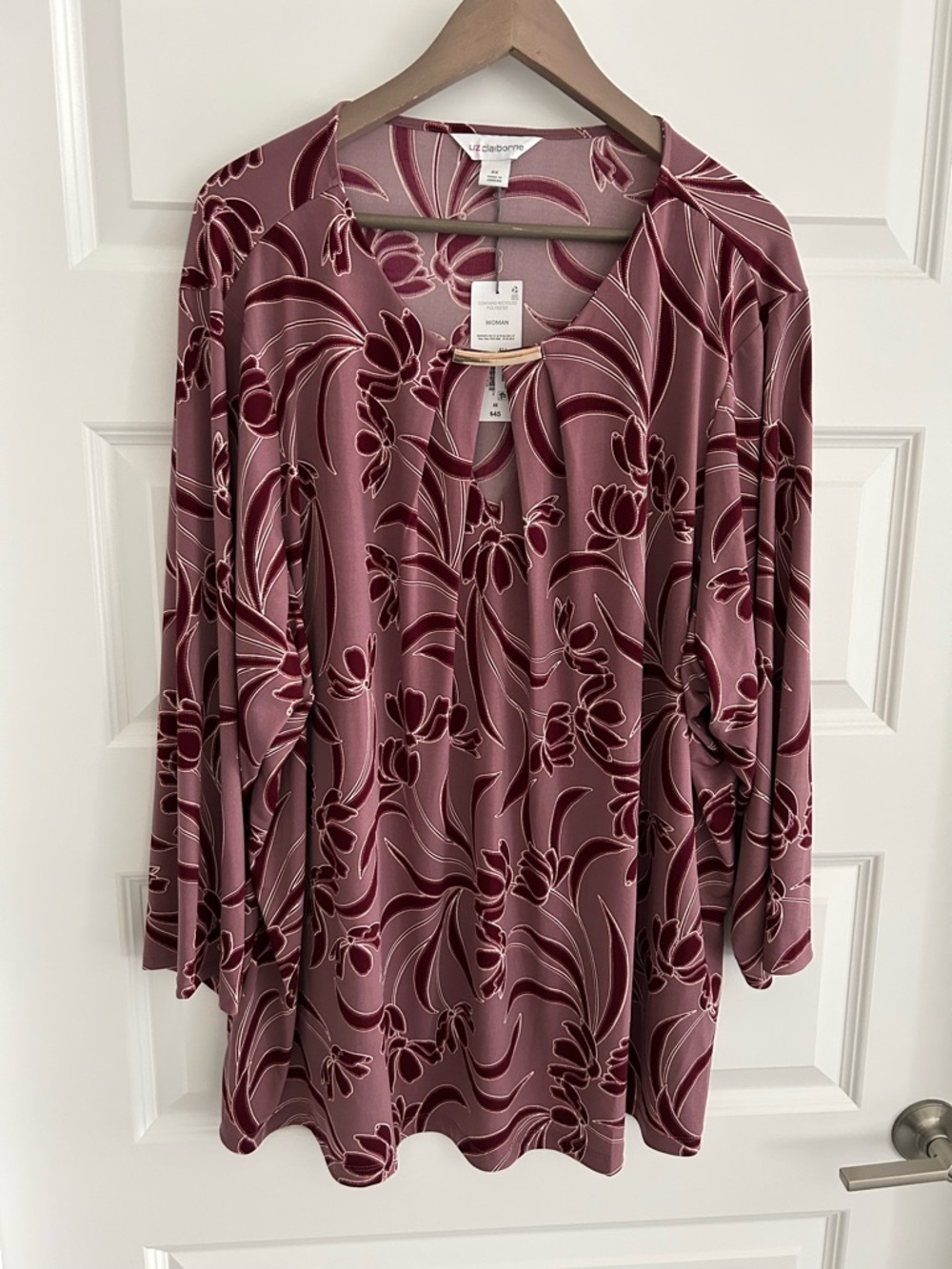 Liz Claiborne Floral Top Purple Burgundy Size 4X